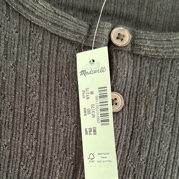 NWT-Madewell Dark Espresso Button-Down Knit Shirt- *Reasonable offers only* - Picture 6 of 13
